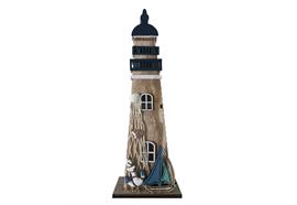 LED Leuchtturm aus Holz mit 4 LED  Farbe: Braun  L:6cm B:10cm H:30cm