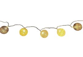 LED Lichterkette Cotton Ball "beige"  mit 10 LED  L: 165cm  D: Kugeln 6cm
