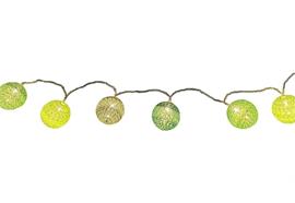 LED Lichterkette Cotton Ball "dk-grün" mit 10 LED  L: 135cm  D: Kugeln 6cm