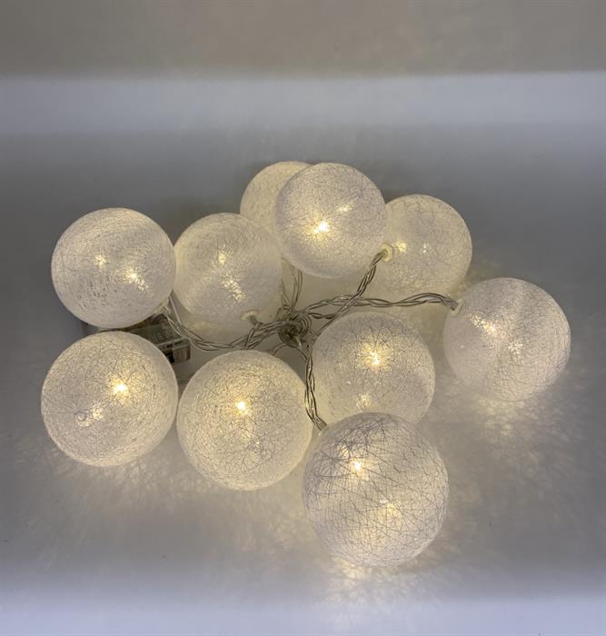 LED Lichterkette Cotton Ball White mit 10 LED L: 135cm D: Kugeln 6cm,  Frühling / Sommer - dameco ag