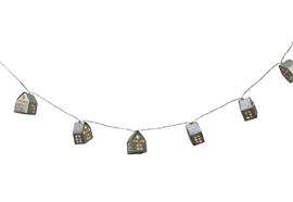 LED Lichterkette Häuschen  silber Glitter mit 10LED  Länge 135cm  warm weisses Licht