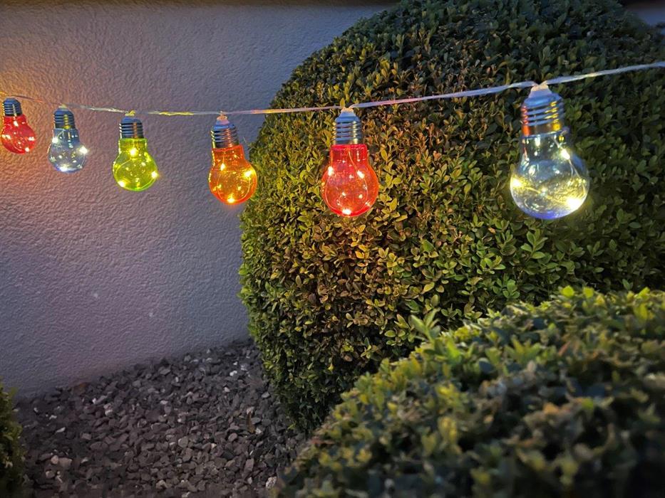 LED Lichterkette Outdoor 10 LED Glühbirnen farbig Batterienbetrieben, LED Dekobeleuchtungen