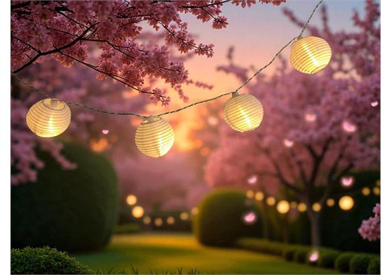 LED Lichterkette Outdoor weiss Nylon Ball D7cm mit 10 LED L: 135cm, LED Dekobeleuchtungen