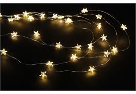 LED Micro Draht Lichterkette  mit Sternen 30 LED  L: 70cm  silber Draht