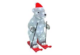 LED Outdoor Acryl Bär  auf Ski mit 80 LED  cool white