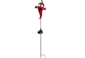 LED Solar Gartenstecker  mit beweglichen LED Augen  als Chilli  2 LED warm weiss