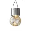 LED Solar Hängekugel transparent  D:6 x H:8.5cm- crackle Glas  1 warm weisse LED