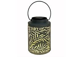 LED Solar Laterne  aus Metal in Hellgrün  Design Leaf  mit 1 LED  D:12cm H:18cm