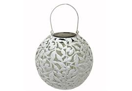 LED Solar Laterne  aus Metall in Weiss  25 x 25 x 27cm