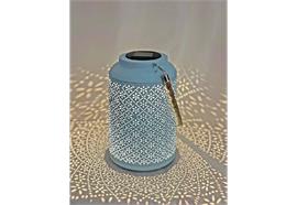 LED Solar Laterne  in Blau aus Metall  D15.5cm H25.5cm