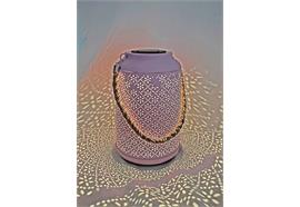 LED Solar Laterne  in Rosa aus Metall  D15.5cm H25.5cm