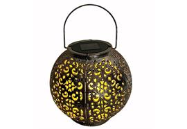 LED Solar Laterne Kunststoff  rund mit 1 LED  Farbe: Bronze  D:14cm H:18cm