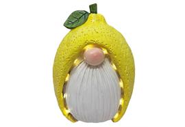 LED Solar Lemon Wichtel  in Gelb mit grünem Blatt  mit 12 LEDs