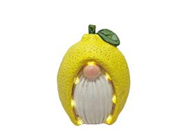 LED Solar Lemon Wichtel  in Gelb mit grünem Blatt  mit 7 LEDs