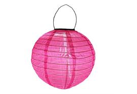 LED Solar Outdoor Lampion  mit 1 LED D:25cm  Farbe: Pink  Warm weisses Licht