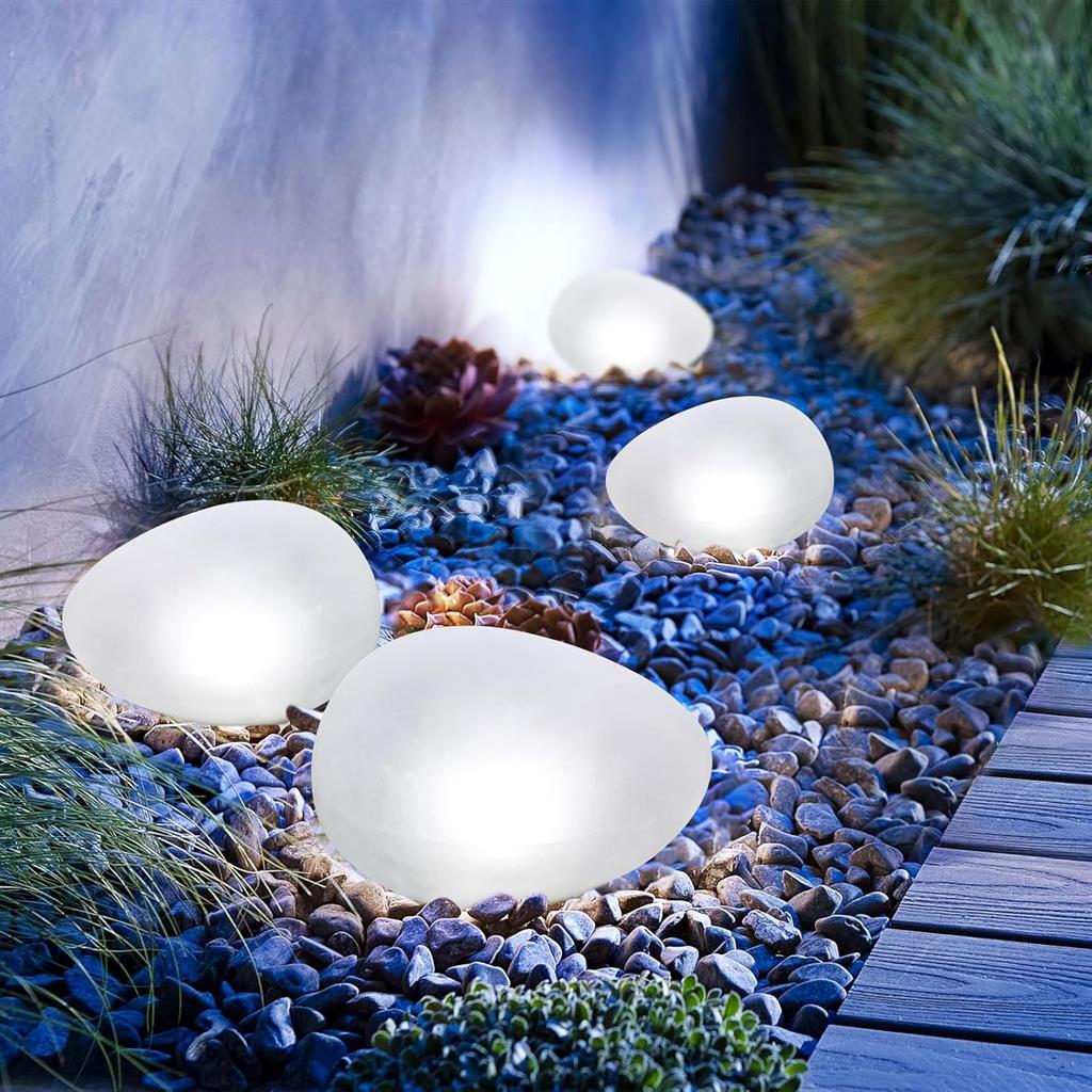 LED Solar Outdoor Stein Farbe weiss Grösse:17x14x12cm Material: Glas, Kunststoff, LED Solar Lampen und Leuchten