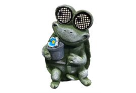 LED Solar Schildkröte  mit bewegenden LED Augen  aus Polyresin  Grösse 9.2x9.1x14.7cm