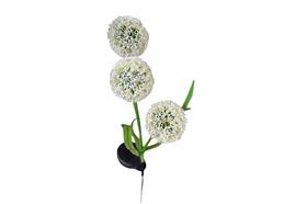 LED Solar Stecker  Pustenblume  mit 3 Schneeball Blüten  in Beige H60cm