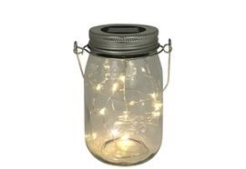 LED Solar Windlicht Klar  mit Microlight 10LED  Grösse: D:8cm H:14cm