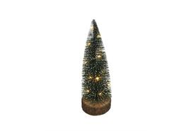 LED Tannenbaum Grün auf  Holzsockel H:28cm D: 11cm  Mit 10 Tautropfen LED