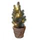LED Tannenbaum im Topf  mit 5 LED Lichterkette  mit wenig Schnee bedeckt  D:18cm H:30cm