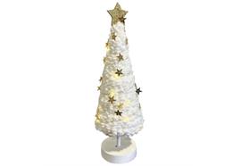 LED Tannenbaum in weiss mit goldigen Sternen  und 30LED Microlight warm weisses Licht