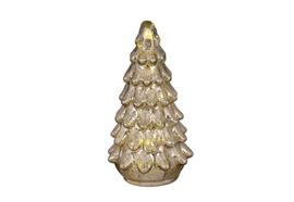 LED Tannenbaum Silber aus Glas - 15 LED  H: 26cm D: 13.5cm