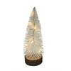 LED Tannenbaum Weiss auf Holzsockel H:28cm D:12cm  Mit 10 Tautropfen LED
