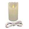 LED Wachskerze aufladbar  mit USB Kabel weiss  D7.5cm H15cm