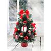 LED Weihnachtsbaum  mit 15 LED Lichterkette  rotem Topf H: 50cm  Farbe: Grün /Rot/Weiss