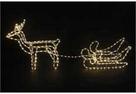 LED Weihnachtsbeleuchtung Rentier  mit Schlitten 264LED - 230V  L:130cm B:32.5cm H:52cm