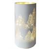 LED Windlicht aus Glas  mit 10 LED  weiss gold mit Baummotiv  D10cm H20cm