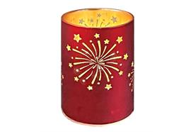 LED Windlicht aus Glas  mit Feuerwerk Motiv  mit 10 LED