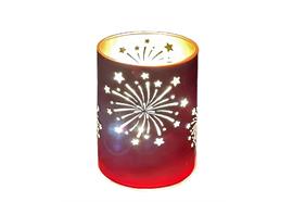 LED Windlicht aus Glas  mit Feuerwerk Motiv  mit 10 LED