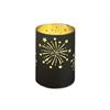 LED Windlicht aus Glas  mit Feuerwerk Motiv  mit 10 LED