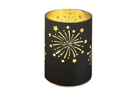 LED Windlicht aus Glas  mit Feuerwerk Motiv  mit 10 LED