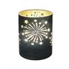 LED Windlicht aus Glas  mit Feuerwerk Motiv  mit 10 LED