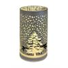 LED Windlicht Glas Silber  mit 15LED Micro Light  Design Tannenbaum