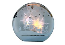 LED Windlicht Glas  silber Sterne  mit Flackerlicht