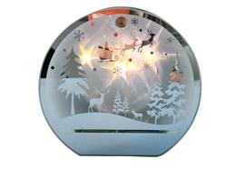 LED Windlicht Glas  silberne Sterne  mit Flackerlicht