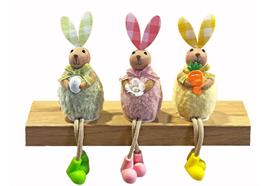 Oster Hase sitzend  3-assortiert  Kantenhocker  Grösse:4x4x20cm