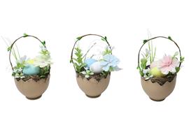 Oster Körbchen Ei mit  Henkel 3-assortiert  Grösse: 8x9x15cm