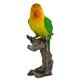 Papagei auf Baumstamm aus Polyresin H:28cm  Farbe: Grün/Gelb/Orange  B:17cm T:9.5cm