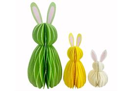 Papier Osterhasen Wabendesign  3 Farben 3 Grössen  als 3er Set in Headercard