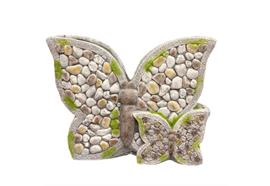 Pflanzentopf Schmetterling  Polyresin mit Stein-Design  L:43cm B:21cm H:31.5cm