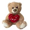 Plüschbär sitzend  hellbraun  mit rotem Herz in  den Händen