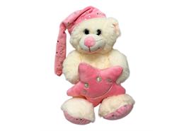 Plüschbär sitzend  mit rosa Mütze und Stern  in der Hand  42x46x50cm
