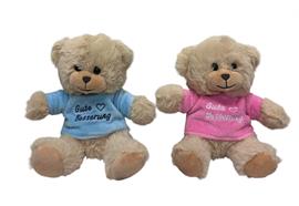 Plüschbär sitzend  mit Shirt Gute Besserung  2-assortiert  Grösse 17cm