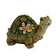 Schildkröte mit Blume aus Polyresin  Farbe: Grün  19.5x29x17cm
