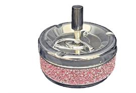 Schleuder-Aschenbecher  rosa Crystal  D:11 H:10cm  Metall verchromt